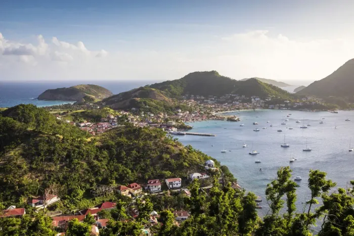 Framed Print : France, Guadeloupe, Iles des Saintes, Elevated view of Terre de Haut island Framed Print : France, Guadeloupe, Iles des Saintes, Elevated view of Terre de Haut island