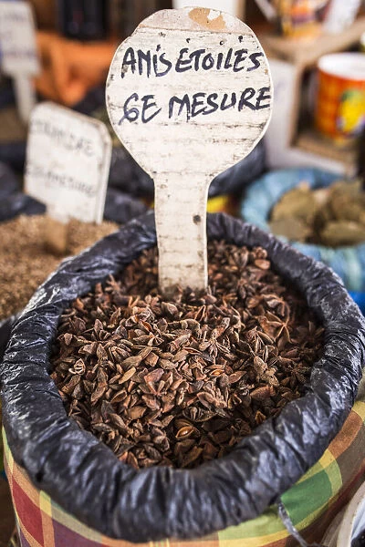 France, Guadeloupe, Pointe-a-Pitre, Starred anise at the spices market in