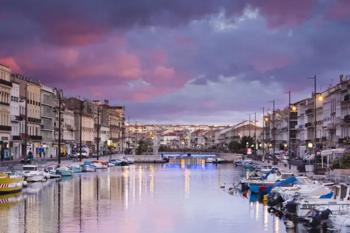 Framed Print : France, Languedoc-Roussillon, Herault Department, Sete, Old Port waterfront