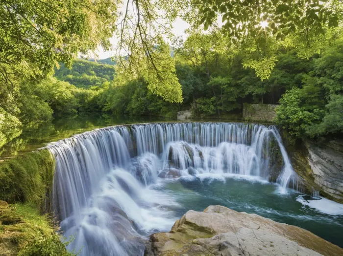 Framed Print : France, Lozere, Longuedoc-Roussillon, Gorges du Tarn, Waterfall Framed Print : France, Lozere, Longuedoc-Roussillon, Gorges du Tarn, Waterfall