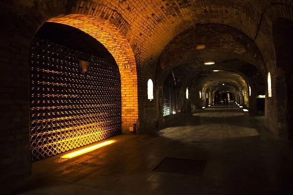 France, Marne, Champagne Region, Epernay, Moet & Chandon champagne winery, champagne