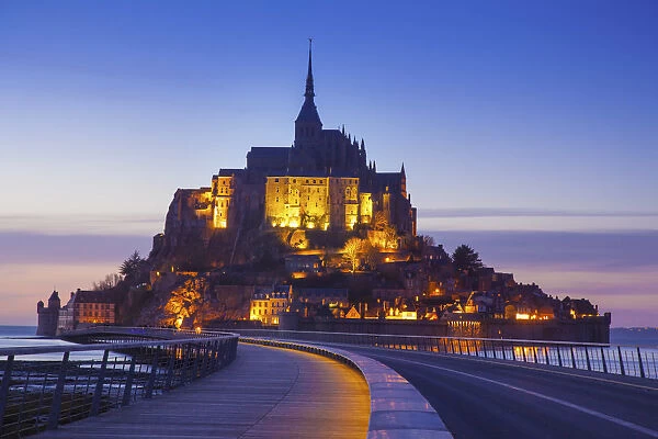 France, Normandy, Le Mont Saint Michel at dusk