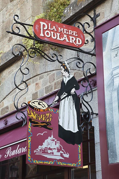 France, Normandy, Mont St. Michel, Restaurant Sign