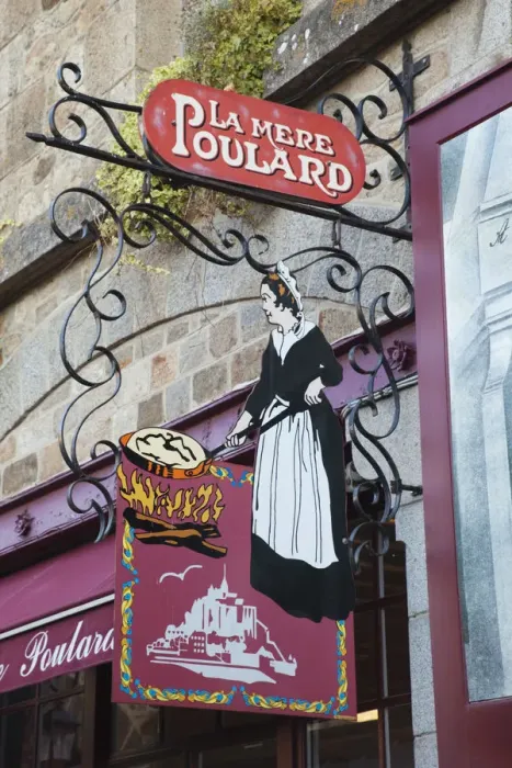 Framed Print : France, Normandy, Mont St. Michel, Restaurant Sign Framed Print : France, Normandy, Mont St. Michel, Restaurant Sign