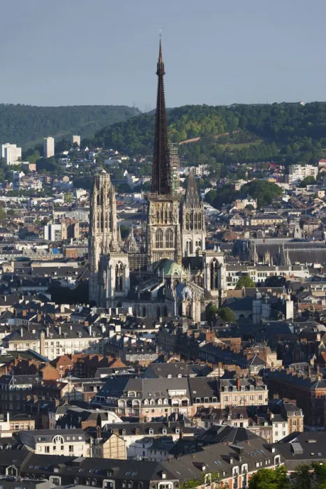 Framed Print : France, Normandy Region, Seine-Maritime Department, Rouen, elevated city view with Framed Print : France, Normandy Region, Seine-Maritime Department, Rouen, elevated city view with