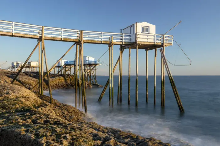 Framed Print : France, Nouvelle-Aquitaine, Charente Maritime, Saint-Palais-sur-Mer, a stilt fishing hut (Carrelet) Framed Print : France, Nouvelle-Aquitaine, Charente Maritime, Saint-Palais-sur-Mer, a stilt fishing hut (Carrelet)
