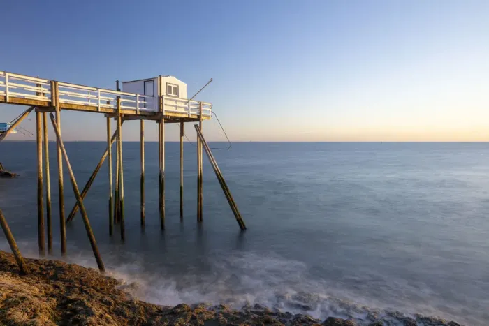 Framed Print : France, Nouvelle-Aquitaine, Charente Maritime, Saint-Palais-sur-Mer, a stilt fishing hut (Carrelet) Framed Print : France, Nouvelle-Aquitaine, Charente Maritime, Saint-Palais-sur-Mer, a stilt fishing hut (Carrelet)