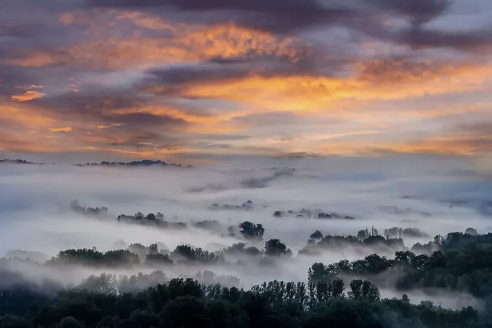 Framed Print : France, Nouvelle-Aquitaine, Correze, Curemonte, a misty valley at sunset near Curemonte Framed Print : France, Nouvelle-Aquitaine, Correze, Curemonte, a misty valley at sunset near Curemonte