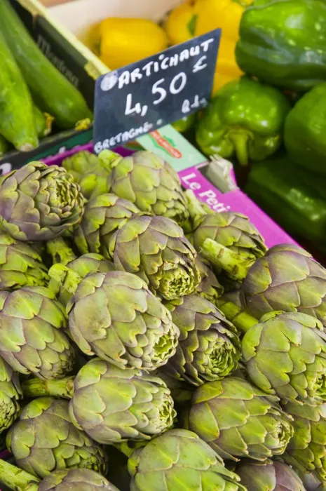 Framed Print : France, Provence-Alpes-Cote d Azur, Cannes, Old Town Le Suquet, Market, artichokes
