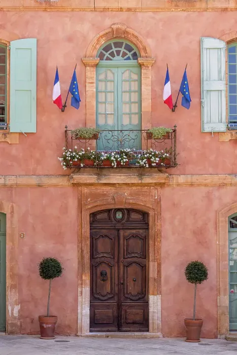 Framed Print : France, Provence-Alpes-Cote d'Azur, Roussillon, the facade of the Mairie in Roussillon Framed Print : France, Provence-Alpes-Cote d'Azur, Roussillon, the facade of the Mairie in Roussillon