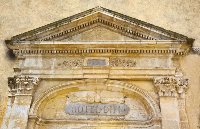 Framed Print : France, Provence, Arles, Hotel Dieu entrance Framed Print : France, Provence, Arles, Hotel Dieu entrance