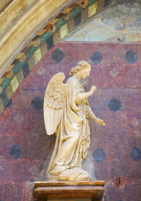 Framed Print : France, Provence, Avignon, Angel sculpture at church entrance Framed Print : France, Provence, Avignon, Angel sculpture at church entrance