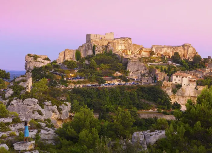 Framed Print : France, Provence, Les Baux-de-Provence, Woman at lookout MR Framed Print : France, Provence, Les Baux-de-Provence, Woman at lookout MR