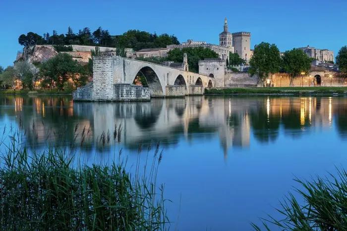 Framed Print : France, Provence, region Vaucluse, Papal Palace, Avignon town, Pont d'Avignon, famous bridge
