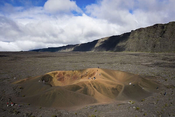 France, Reunion Island, Piton de la Fournaise, Small crater inside the large crater of Piton de la Fournaise volcano