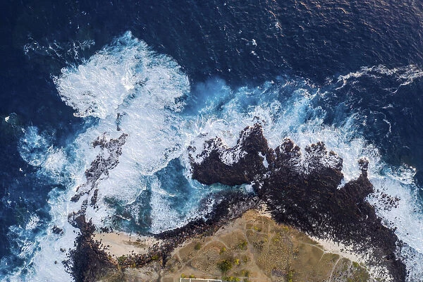 France, Reunion Island, Saint-Leu, Aerial view of Pointe au sel
