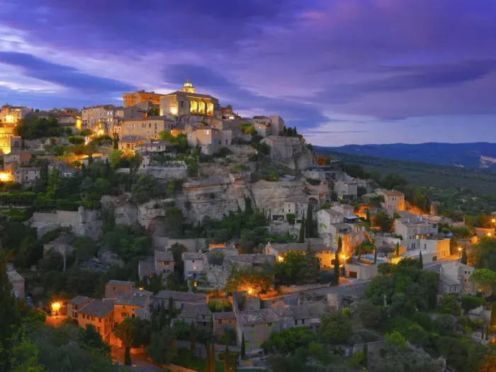 Framed Print : France, Vaucluse, Provence, Gordes, illuminated at night Framed Print : France, Vaucluse, Provence, Gordes, illuminated at night