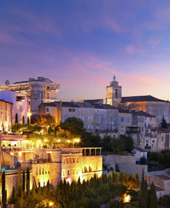 Framed Print : France, Vaucluse, Provence, Gordes at dusk Framed Print : France, Vaucluse, Provence, Gordes at dusk