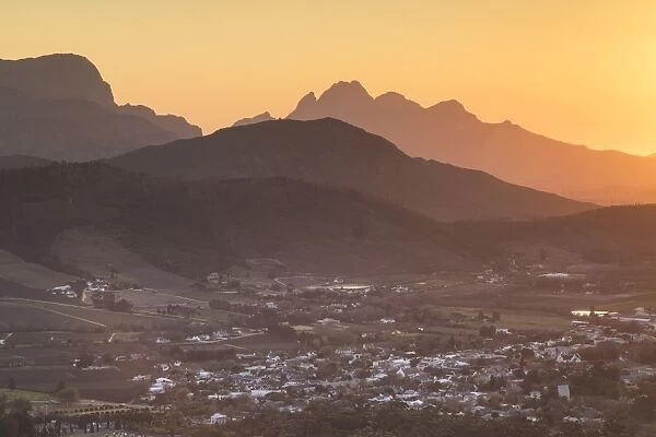 Franschhoek at sunset, Western Cape, South Africa