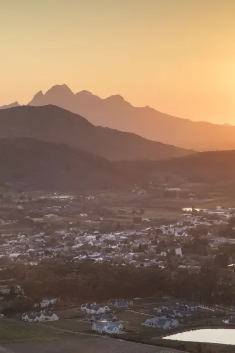 Framed Print : Franschhoek at sunset, Western Cape, South Africa