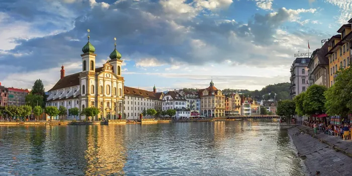 Framed Print : Franz Xaver Jesuit Church and Reuss River, Lucerne, Switzerland