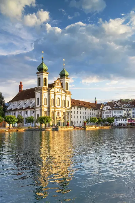 Framed Print : Franz Xaver Jesuit Church and Reuss River, Lucerne, Switzerland