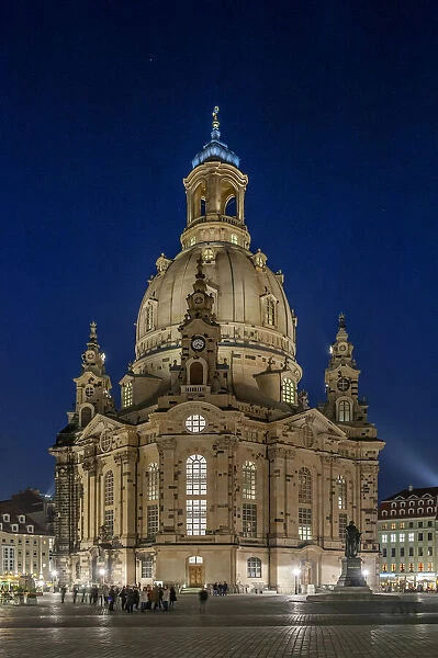 Frauenkirche at dusk, Dresden, Saxony, Germany