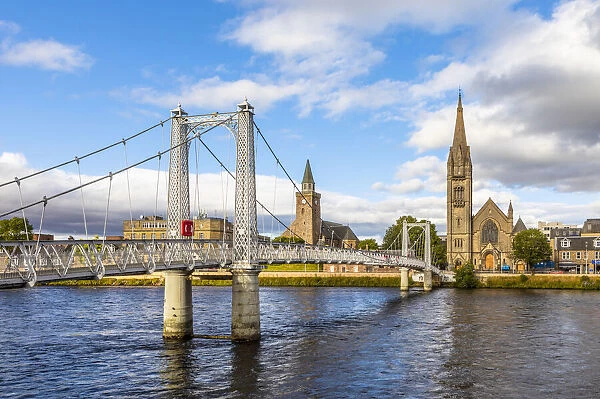 Free Church of Scotland, Old High Church and Greig Street Bridge on the river Ness