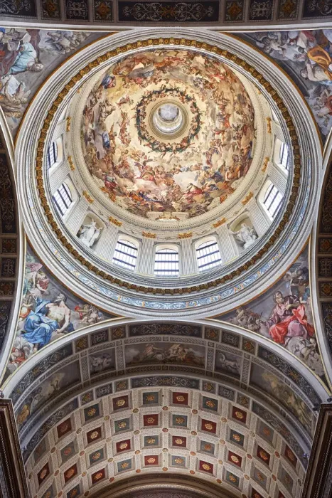 Framed Print : Frescoes on the interior dome of the Basilica of Sant Andrea Framed Print : Frescoes on the interior dome of the Basilica of Sant Andrea
