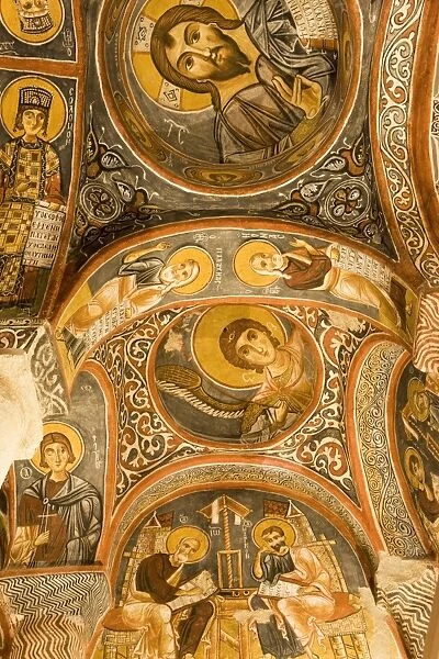 Frescoes, rock-cut Byzantine Karanlik Kilise (Dark Church)