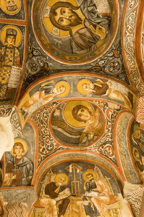 Framed Print : Frescoes, rock-cut Byzantine Karanlik Kilise (Dark Church) Framed Print : Frescoes, rock-cut Byzantine Karanlik Kilise (Dark Church)