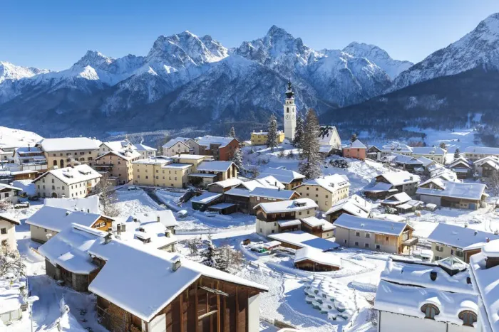 Framed Print : Fresh snow at the village of Ftan, Lower Engadine, Canton of Grisons, Switzerland, Europe Framed Print : Fresh snow at the village of Ftan, Lower Engadine, Canton of Grisons, Switzerland, Europe