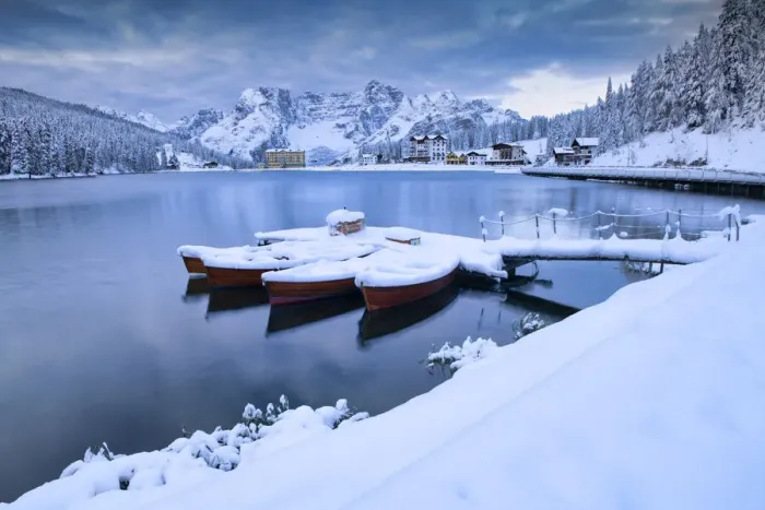 Framed Print : Fresh Snowfall at Lake Misurina, Belluno Province, Veneto, Dolomites, Italy Framed Print : Fresh Snowfall at Lake Misurina, Belluno Province, Veneto, Dolomites, Italy