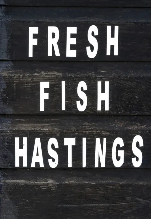 Framed Print : Freshly caught fish on sale in Hastings Old Town, Sussex, England Framed Print : Freshly caught fish on sale in Hastings Old Town, Sussex, England