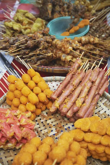 Framed Print : Fried food on street stall, Kuala Lumpur, Malaysia
