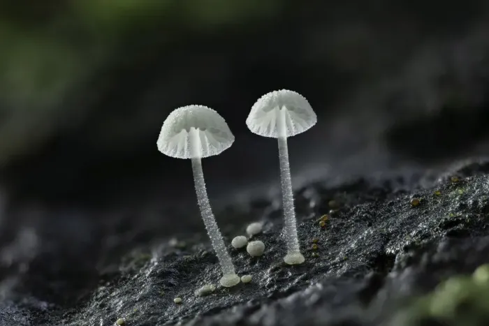 Framed Print : Frosty bonnet (Mycena tenerrima or Mycena adscendens), New Forest National Park Framed Print : Frosty bonnet (Mycena tenerrima or Mycena adscendens), New Forest National Park