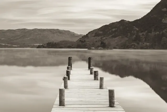 Framed Print : Frosty jetty on Ullswater at dawn, Lake District, Cumbria, England. Winter (November) Framed Print : Frosty jetty on Ullswater at dawn, Lake District, Cumbria, England. Winter (November)