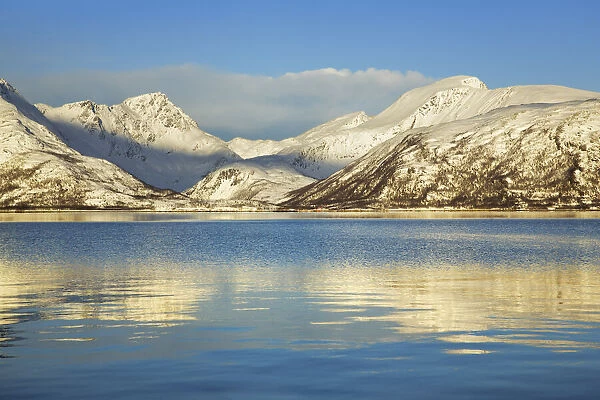 Frosty mountains on Kvaloya - Norway, Troms, Tromso, Skittenelv