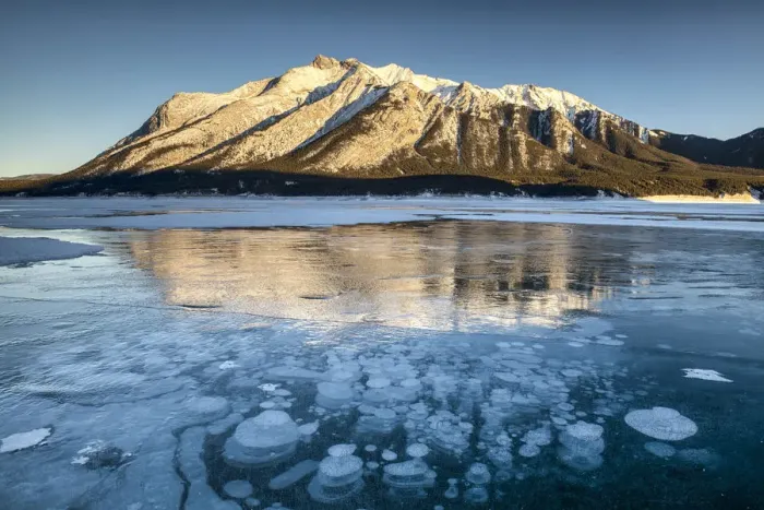 Framed Print : Frozen Bubbles on Abraham Lake, Alberta, Canada