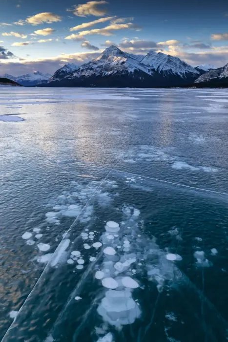 Framed Print : Frozen Methane Bubbles on Abraham Lake, Aberta, Canada Framed Print : Frozen Methane Bubbles on Abraham Lake, Aberta, Canada