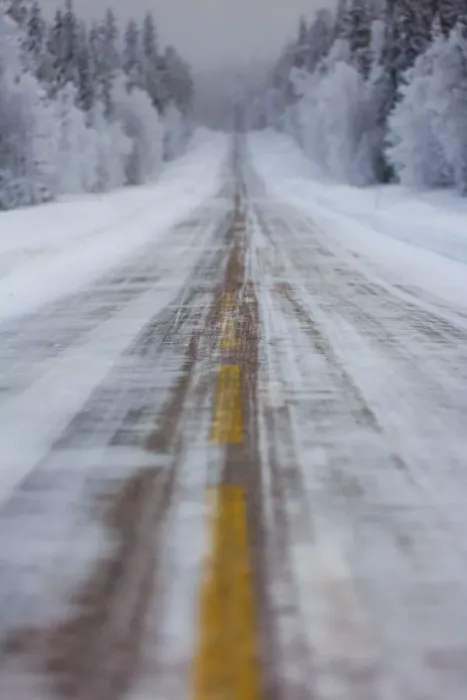 Framed Print : Frozen road near Muonio, Lapland, Finland