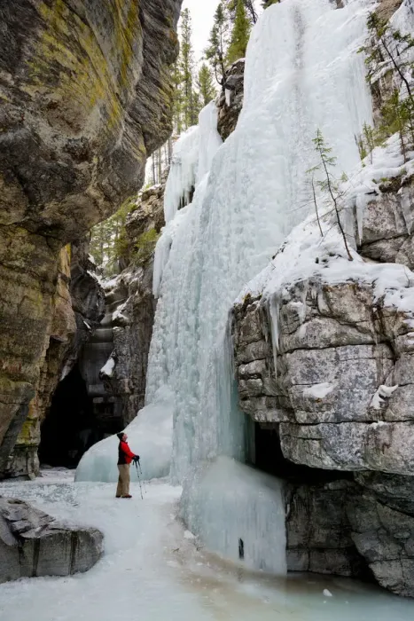 Framed Print : Frozen Waterfall & Man, Maligne Canyon, Jasper National Park, Alberta, Canada Framed Print : Frozen Waterfall & Man, Maligne Canyon, Jasper National Park, Alberta, Canada