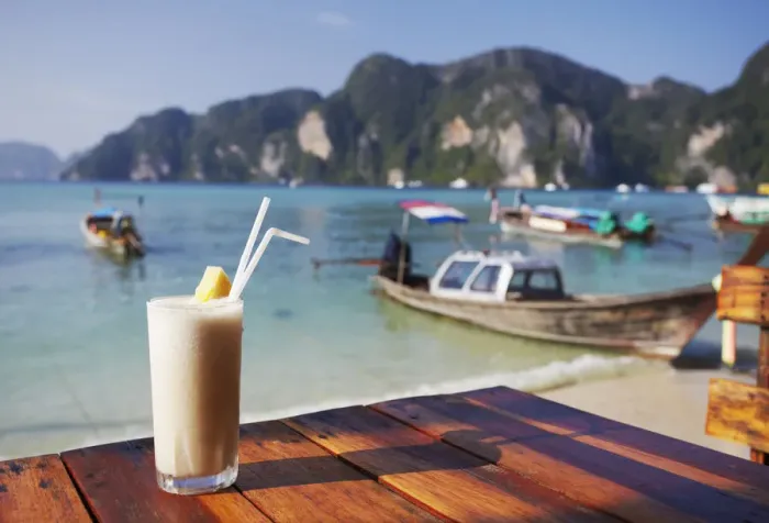 Framed Print : Fruit shake on Ao Ton Sai beach, Ko Phi Phi Don, Thailand Framed Print : Fruit shake on Ao Ton Sai beach, Ko Phi Phi Don, Thailand