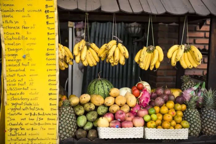 Framed Print : Fruit Stall, Vientiane, Laos, Indochina, Asia