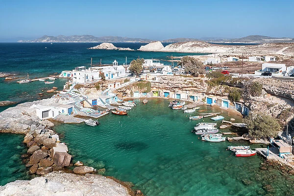Fshing village of Mandrakia and its small port, Plaka, Milos Island, Cyclades Islands, Greece