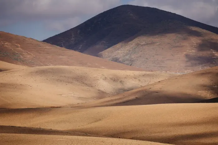 Framed Print : Fuerteventura inland, desertic and volcanic landscape. Canary Islands. Spain Framed Print : Fuerteventura inland, desertic and volcanic landscape. Canary Islands. Spain