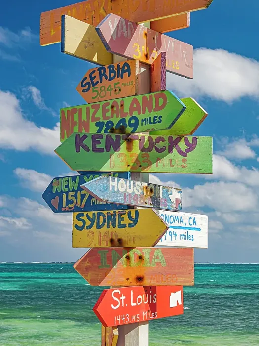 Framed Print : Fun directional sign post along the Caribbean Sea on Grand Cayman, Cayman Islands, British West Indies Framed Print : Fun directional sign post along the Caribbean Sea on Grand Cayman, Cayman Islands, British West Indies