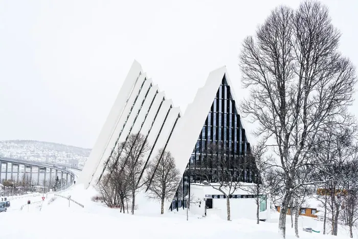 Framed Print : The futuristic building of Arctic Cathedral in the snowy landscape, Tromso, Norway Framed Print : The futuristic building of Arctic Cathedral in the snowy landscape, Tromso, Norway