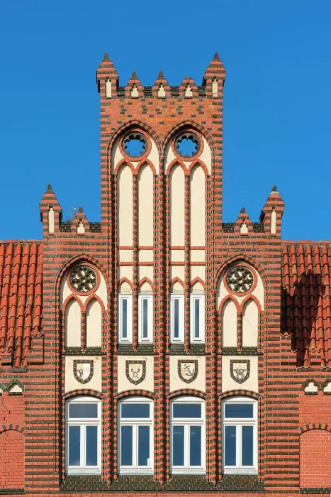 Framed Print : Detail of gable of traditional house in Old Town, Wismar, UNESCO, Nordwestmecklenburg, Mecklenburg-Western Pomerania, Germany