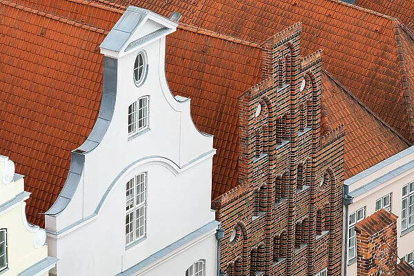 Detail of gables of residential houses, Lubeck, UNESCO, Schleswig-Holstein, Germany